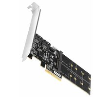 Axagon PCES-SA4M2, PCIe radič - 2x interný SATA 6G Port + 2x SATA M.2 slot, ASM1164, SP & LP