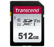 Transcend 300S SDXC 512GB / Class 10 / UHS-I / U3 / V30 / R: 100MBs / W: 85MBs