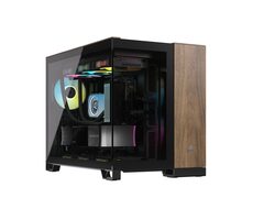 Corsair 2500X čierno-orechová / Micro-ATX / 1x USB-C 3.1 / 2x USB-A / bez zdroja / priehľadná bočnica