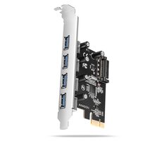Axagon PCEU-430RS, PCIe radič, 4X USB 5Gbps Port, SATA napájanie, Renesas PD720201, SP