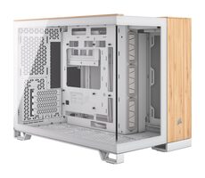 Corsair 2500X biela bambusové drevo / Micro-ATX / 1x USB-C 3.1 / 2x USB-A / bez zdroja / priehľadná bočnica