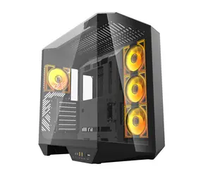 darkFlash DY470 čierna / ATX / 4X 120 mm / 2x USB-A / 1x USB-C / priehľadná bočnica / bez zdroja 