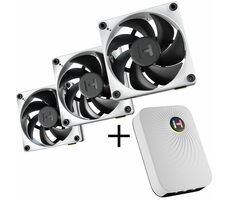 Hyte FP12 THICC FAN 3ks + NEXUS Portal NP50 čierno-biela / 120mm / 47.3 dB @ 3000 RPM / 105.8 CFM / 4-Pin PWM