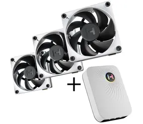 Hyte FP12 THICC FAN 3ks + NEXUS Portal NP50 čierno-biela / 120mm / 47.3 dB @ 3000 RPM / 105.8 CFM / 4-Pin PWM