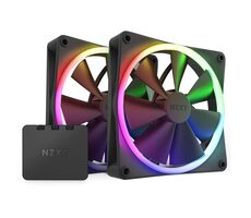 NZXT F140 PWM 2ks + ovládač čierna / 140mm / Fluid Dynamic Bearing / 32.5 dB @ 1800 RPM / 89.48 CFM / 4-Pin PWM