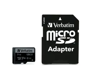 Verbatim Pre U3 microSDXC 128GB + SD adaptér / UHS-3 (U3) / Class 10 / R: až 90 MBs / W: až 45 MBs