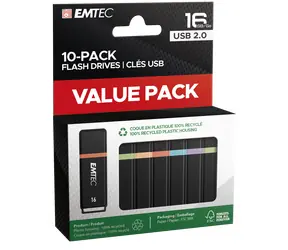 EMTEC K100 USB 16 GB (10ks) / 10x flash disk / USB 2.0 / čítanie: 15MBs / zápis: 5MBs 