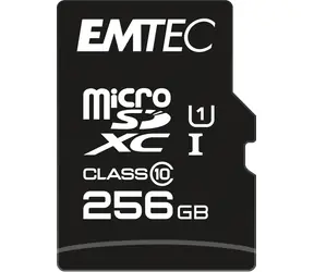 EMTEC microSD EliteGold 256GB + adaptér / UHS-I U1 / čítanie: 90MBs / zápis: 20MBs