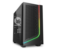 Sharkoon J1000 ARGB čierna / mATX / 2x USB-A 2.0 / 1x USB-A 3.2 / bez zdroja / priehľadná bočnica