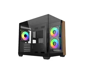 Cooler Master Elite 481 Wood čierna / ITX / 2x USB-A 3.0 / 1x USB-C 3.2 / 3x 120mm ARGB / bez zdroja / priehľadná bočnica