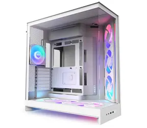 NZXT H9 Flow RGB+ biela / E-ATX / 2x USB-A 3.2 / 1x USB-C 3.2 / 3x 120mm RGB / 3x 140mm RGB / bez zdroja / priehľadná bočn