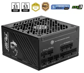 Rozbalené - MSI MPG A1000GS PCIE5 / 1000W / 135mm ventilátor / PFC / modulárne / 80PLUS Gold / rozbalené
