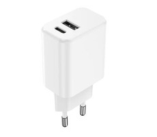 Setty GSM106083 biela / Rýchlonabíjačka do siete s 2x USB / 1x USB-A / 1x USB-C / 20W / 3A