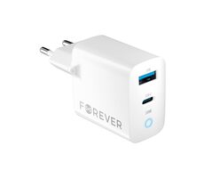 Forever TC-06-20AC Rýchlonabíjačka do siete biela / 1x USB-C 1x USB 20W / PD / QC 