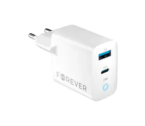 Forever TC-06-20AC Rýchlonabíjačka do siete biela / 1x USB-C 1x USB 20W / PD / QC 