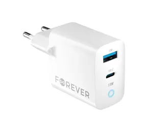 Forever GaN TC-06-33AC Rýchlonabíjačka do siete biela / 1x USB-C 1x USB 33W / PD / QC 