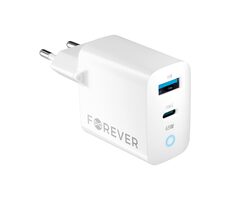 Forever GaN TC-06-65AC Rýchlonabíjačka do siete biela / 1x USB-C 1x USB 65W / PD / QC 