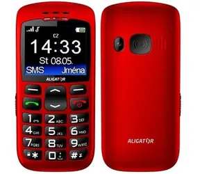 Aligator A670 Senior červená / CZ distribúcia / SOS tlačidlo / stolná nabíjačka