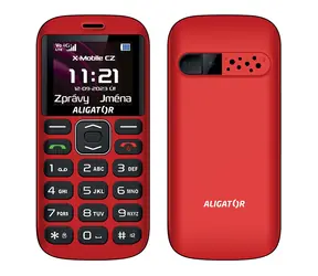 Aligator A720 4G Senior čierno-čevená / 1.8" TFT / SOS tlačidlo / nabíjací stojanček / SOS lokátor / FM rádio