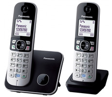 Rozbalené - Panasonic KX-TG6812FXB čierno-strieborná / DECT bezdrôtový telefón s 1.8&quot; displejom / CLIP / 2 slúchadlá / rozbalené