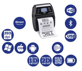 TSC Aplha-4L Prenosná DT tlačiareň čiarových kódov / 203 dpi / pokladníčka / Termotlačiareň / BT / Wi-Fi / USB