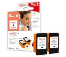 Peach PG-50 / PG-40 / PG-37 / alternatívny cartridge bez tlačovej hlavy / Twinpack / 2x22 ml / čierna