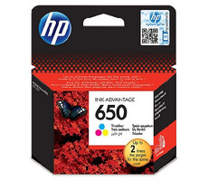 HP CZ102AE originálny cartridge 650 / DeskJet 2515 / 200 strán / Farebná