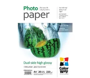 Colorway Obojstranný fotopapier / Vysoko lesklý / A4 / 220g/m2 / 20 listov