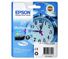 Epson DURABrite Ultra Ink 27 Multipack / originálny cartridge / 3 farby / 10,8 ml / žltá, azúrová, purpurová