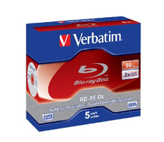 Verbatim Blue-Ray BD-RE / 50 GB / 2x / DualLayer / 5ks jewel case