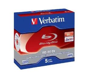 Verbatim Blue-Ray BD-RE / 50 GB / 2x / DualLayer / 5ks jewel case