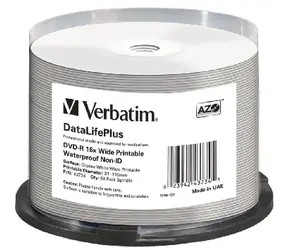 Verbatim DVD-R Wide Glossy / 4.7 GB / 16x / Printable / Waterproof / 50ks cake
