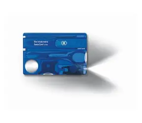 VICTORINOX SWISSCARD LITE modrá-transparentná / Multifunkčná karta / Počet funkcií 13 / Rozmery 82 x 45 mm