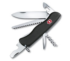 VICTORINOX FORESTER čierna / Vreckový nôž / Oceľ / Počet funkcií 12 / Dĺžka 111 mm