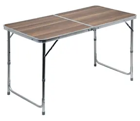 Cattara DOUBLE teleskopický hnedá / Stôl kempingový skladací / 120 x 60 x 66 cm
