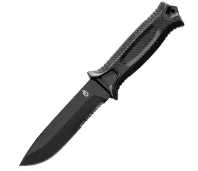 GERBER Strongarm Survival (kombinované ostrie) čierna / Bushcraft nôž / čepeľ 12.5 cm