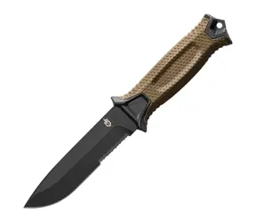 GERBER Strongarm SE (kombinované ostrie) čierno-hnedá / Bushcraft nôž / čepeľ 12.5 cm