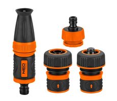 Neo Tools 15-711 oranžovo-čierna / sada rozprašovač / 2 rýchlospojky prípojka na kohútik / 3/4&quot;