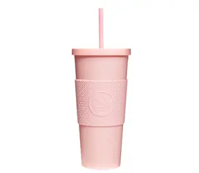 Neon Kactus Pohár na pitie so slamkou 625 ml ružová / plast