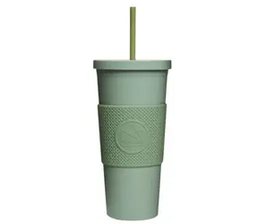 Neon Kactus Pohár na pitie so slamkou 625 ml zelená / plast 