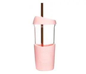 Neon Kactus Sklenený pohár so slamkou 568 ml ružová / sklo 