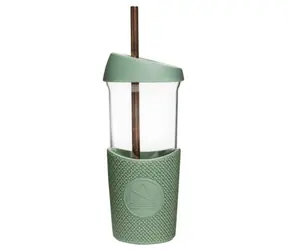 Neon Kactus Sklenený pohár so slamkou 568 ml zelená / sklo 