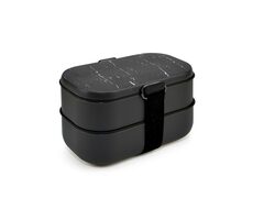 Iris Barcelona Obedový box s príborom Bento 1.35 L čierny