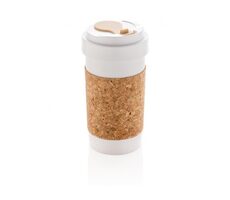 XD Design Ekologický termorhnek ECO s korkovým rukávom 400ml biela & hnedá