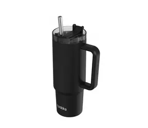 Quokka Nerezový termohrnček so slamkou Vibe Black 880 ml