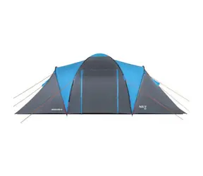 NILS Camp NC6431 Highland IV modrý/sivý / Rodinný stan / 4 osoby / 125+200+125 x 210 x 190 cm / vodný stĺpec: 4000mm