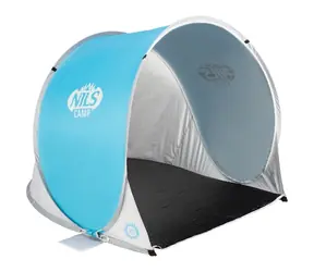 NILS Camp NC3173 modro-sivý / Samorozkladací plážový stan / 110 x 140 x 110 cm / Vodný stĺpec: 1000 mm