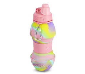 NILS Camp NC4102 700ml ružová / Skladacia silikónová fľaša 