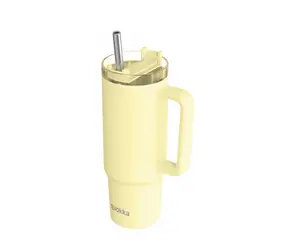 Quokka Nerezový termohrnček so slamkou Vibe Pastel Yellow 880 ml