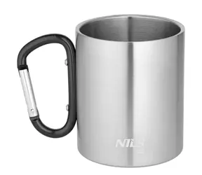 NILS Camp NC17110 Kempingový hrnček s karabínou 300ml čierny